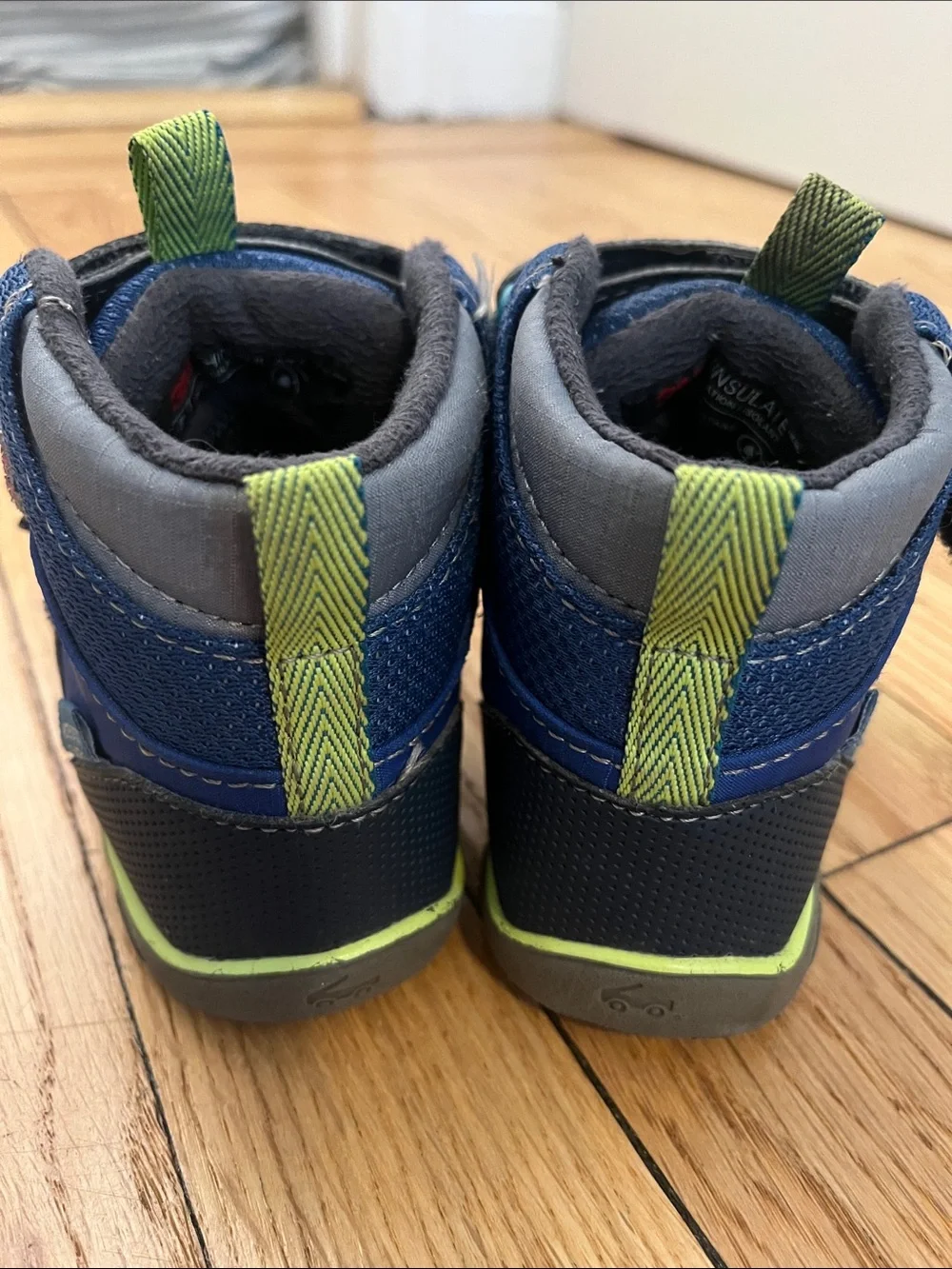 See Kai Run Navy Blue and Green Kids Velcro Boots